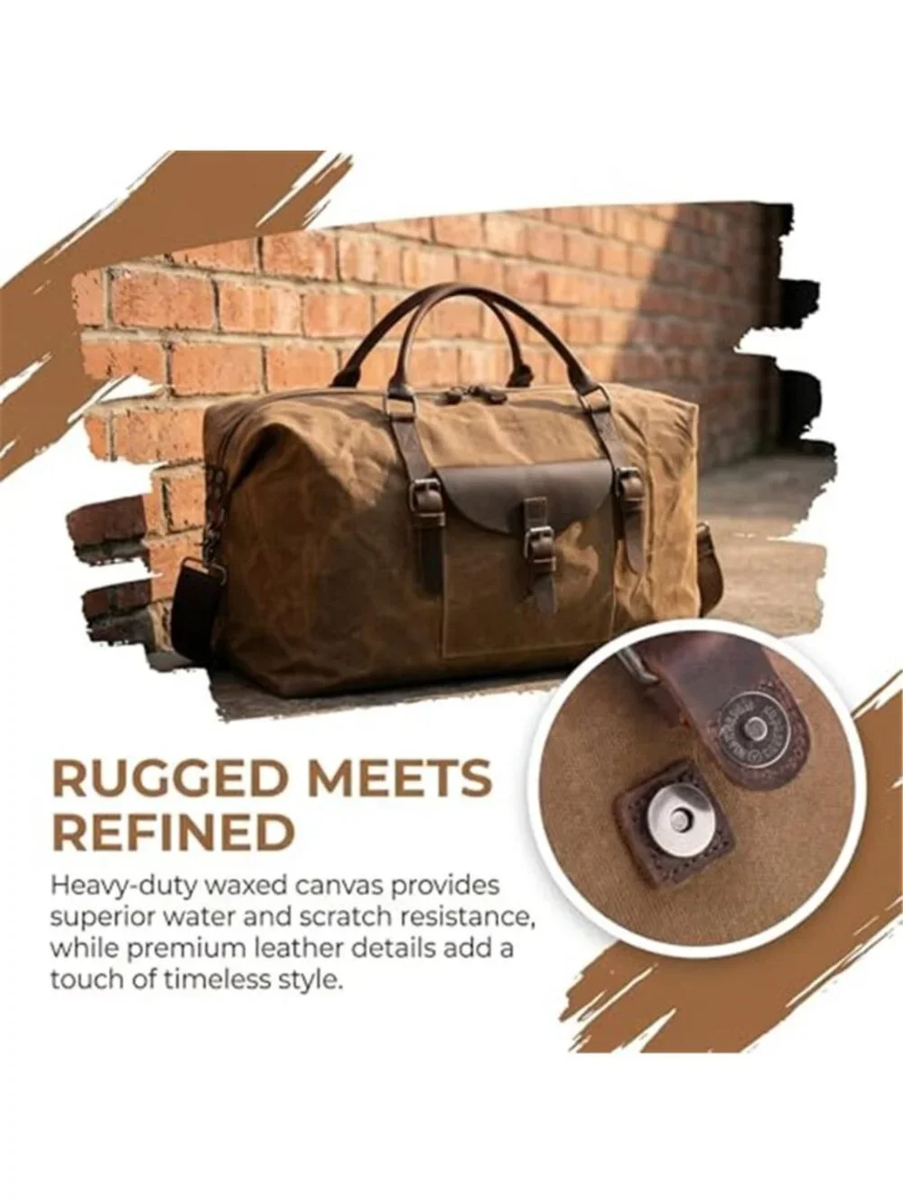 Mens Travel Duffel Bag Waterproof Canvas Leather Weekender Carry On Large